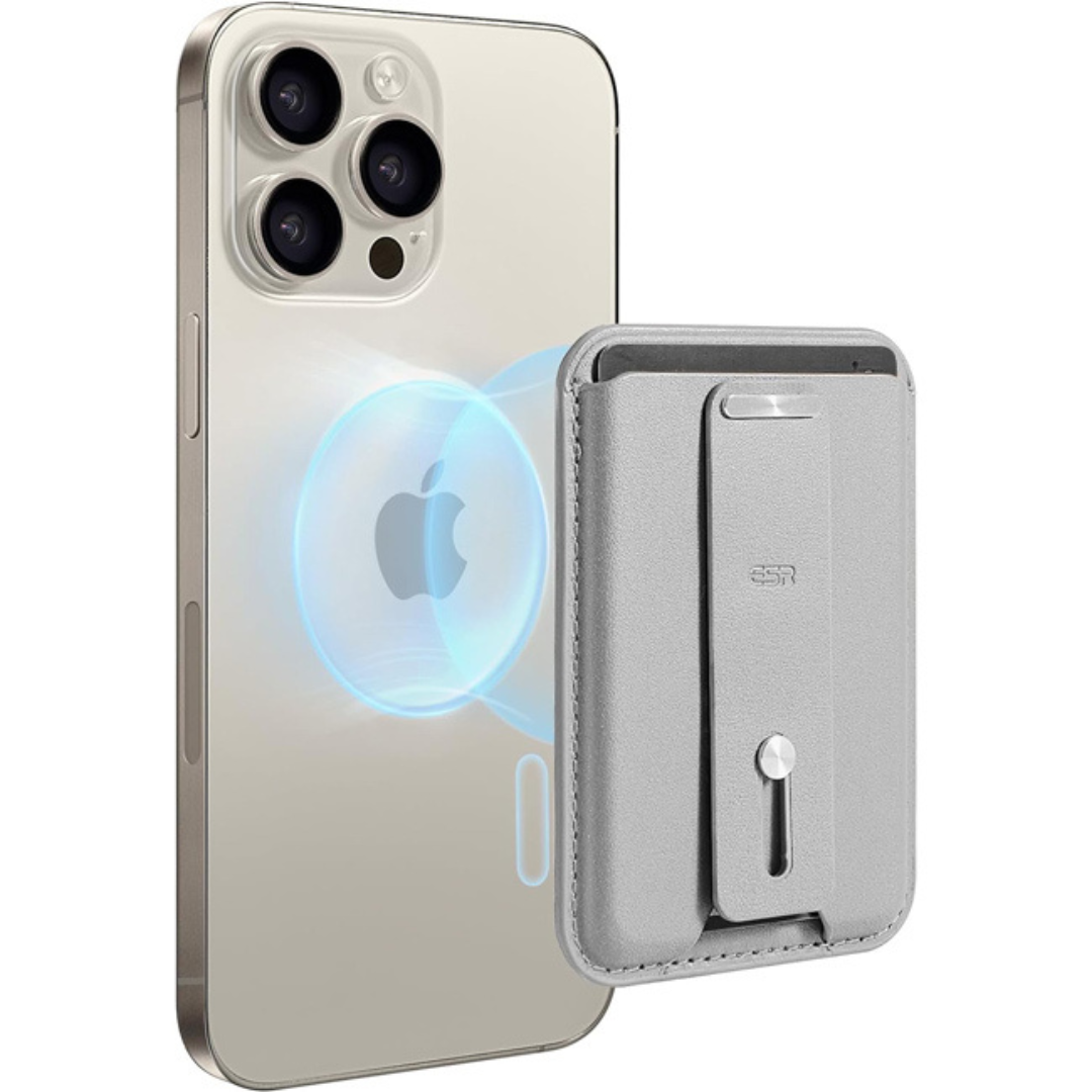 ESR HaloLock MagSafe Wallet Grip Finger Loop Stand Grey Titanium