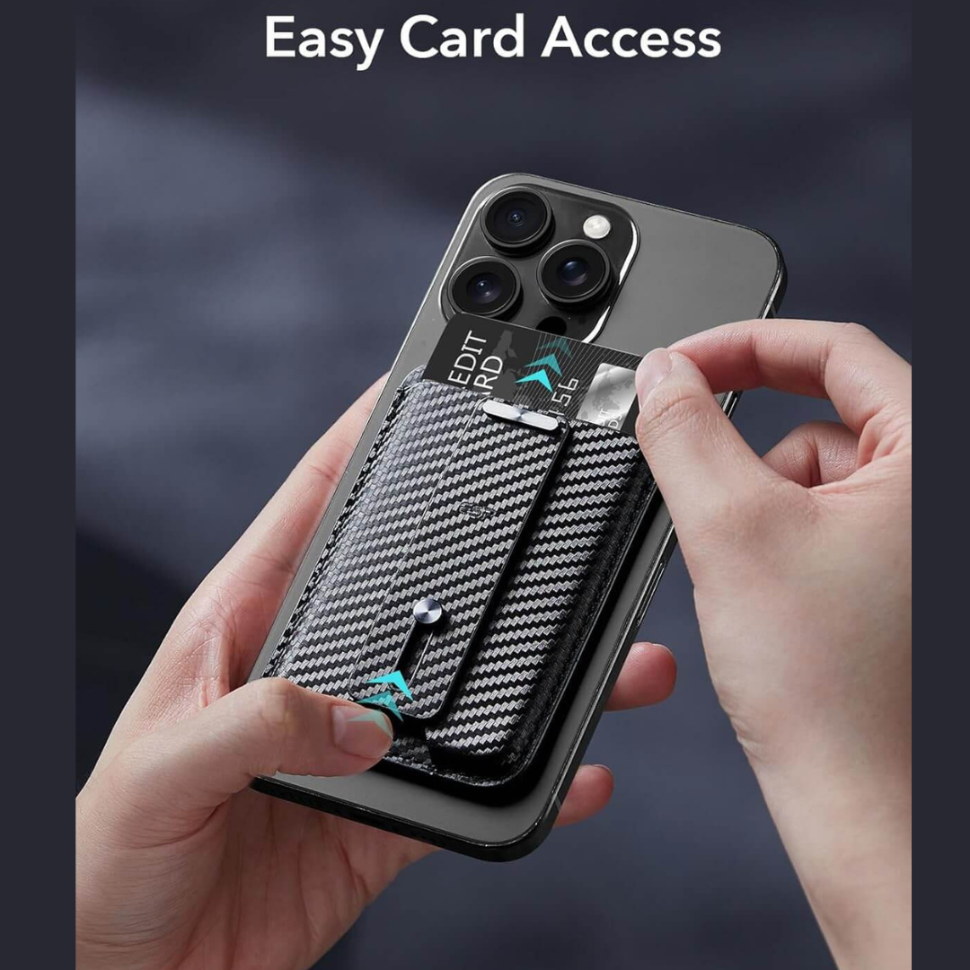 ESR HaloLock MagSafe Wallet Grip Finger Loop Stand Carbon