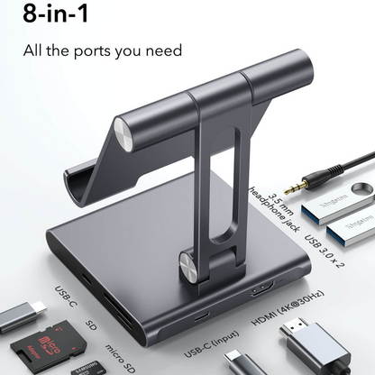 ESR 8-in-1 Portable Stand Charging Hub Grey (6A002)