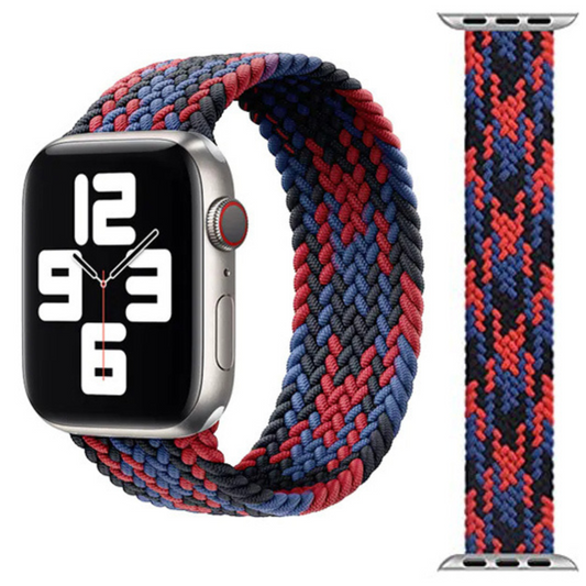 WiWU Braided Stretchy Black Red Blue Λουράκι (Size: M) για Apple Watch 38/40/41/42mm Series 10 2024