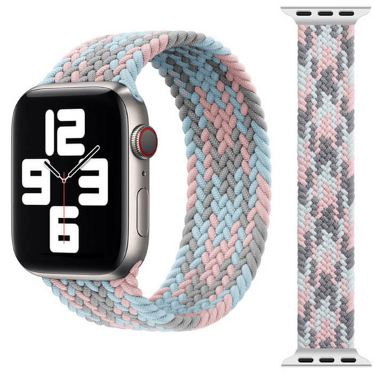 WiWU Braided Stretchy Pink Blue Grey Λουράκι (Size: M) για Apple Watch 38/40/41/42mm Series 10 2024